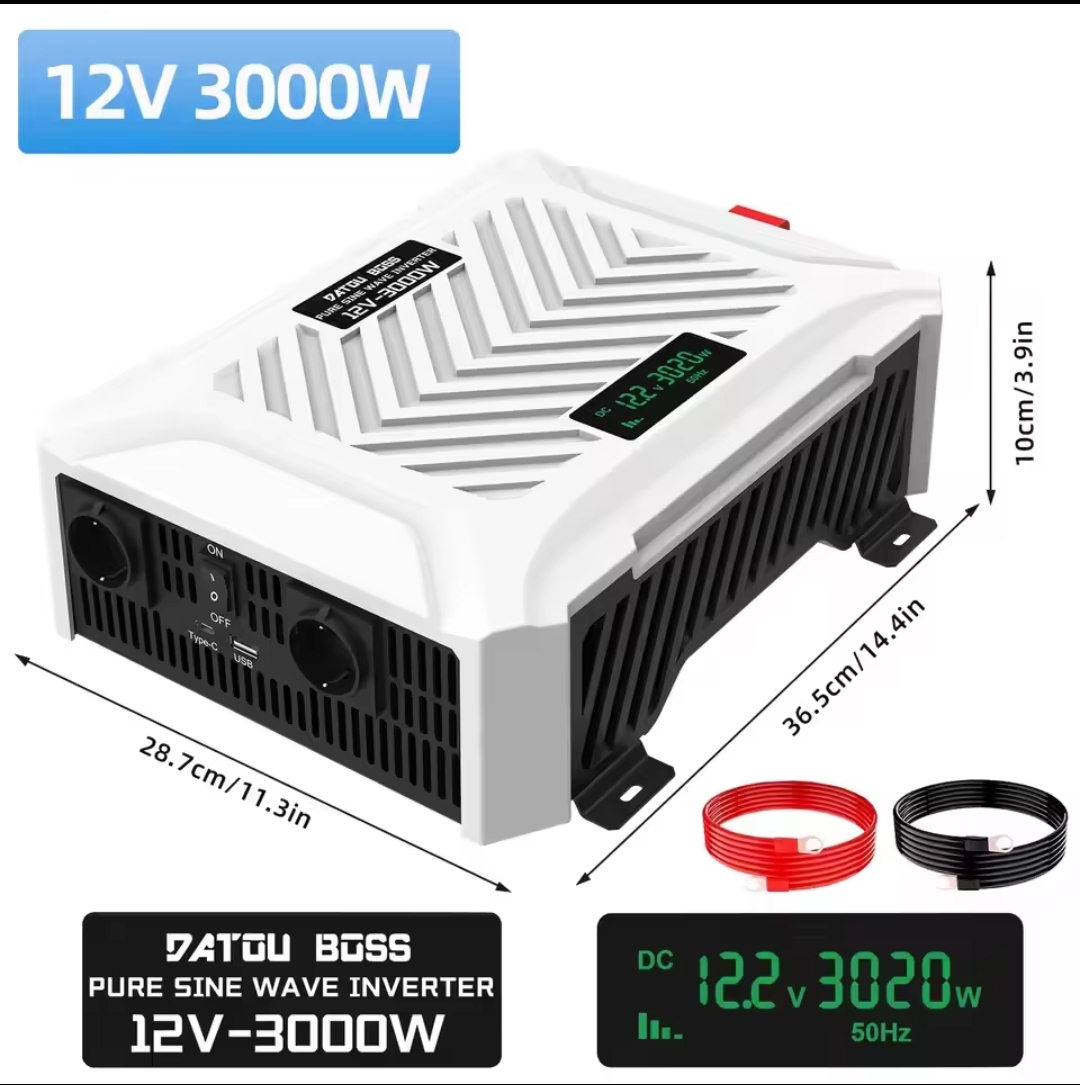 Datou Boss Pure Sine wave Inverter 12v-3000w with LCD Display Peak power is 6000watt